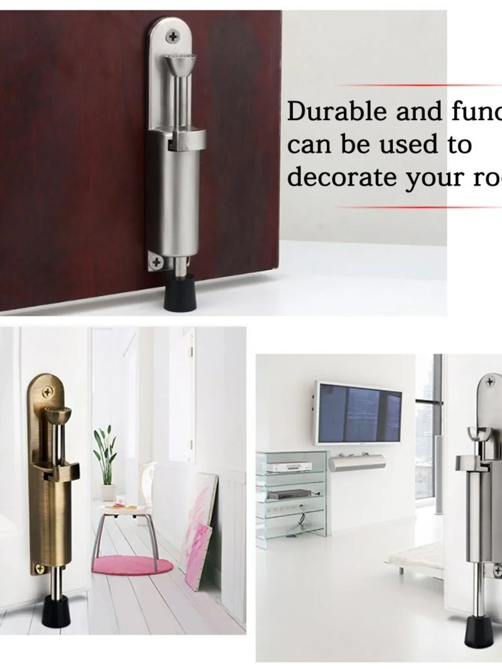 Sumnacon Kickdown Door Stop - Stainless Steel Easy Step Door Stopper, Spring Loa